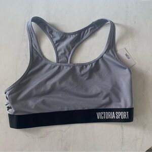 Victoria's Secret Gray and Black Sports Bra Moisture-Wicking Medium Support